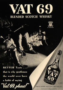 1936 Ad Park Tilford VAT 69 Scotch Whisky Polo Players - ORIGINAL ESQ3