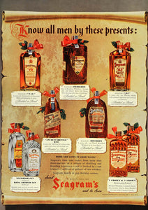 1936 Ad Christmas Seagrams Liquor Bottles Crown Bourbon - ORIGINAL ESQ3