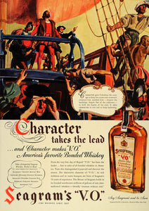 1936 Ad Seagram's V.O. Canadian Whiskey Columbus Voyage - ORIGINAL ESQ3