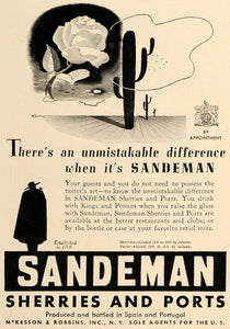 1937 Ad Sandeman Sherry Port McKesson Robbins Alcohol - ORIGINAL ESQ3