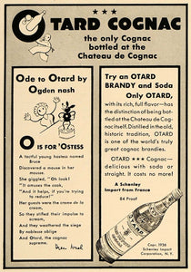 1937 Ad Otard Cognac Schenley Alcohol Brandy Liquor - ORIGINAL ADVERTISING ESQ3