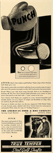 1936 Ad True Temper Golf American Fork Hoe Punch Glove - ORIGINAL ESQ3