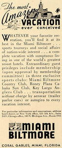 1936 Ad Miami Biltmore Coral Gable Florida Hotel Travel - ORIGINAL ESQ3