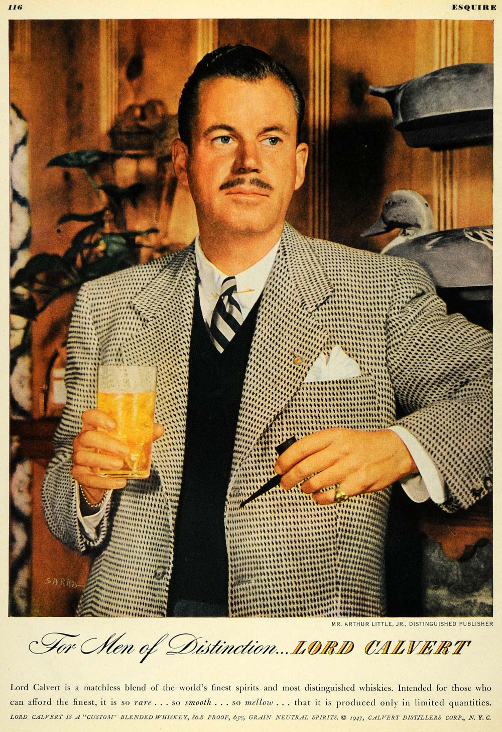 1947 Ad Lord Calvert Portrait Drink Beverage Whiskey Distilleries Arthur ESQ4