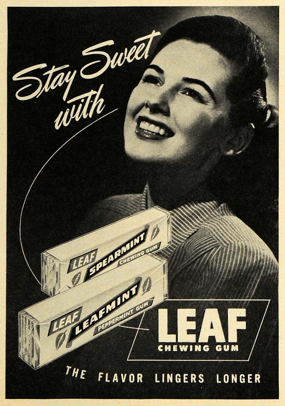 1947 Ad Leaf Chewing Gum Peppermint Flavor Leafmint - ORIGINAL ADVERTISING ESQ4