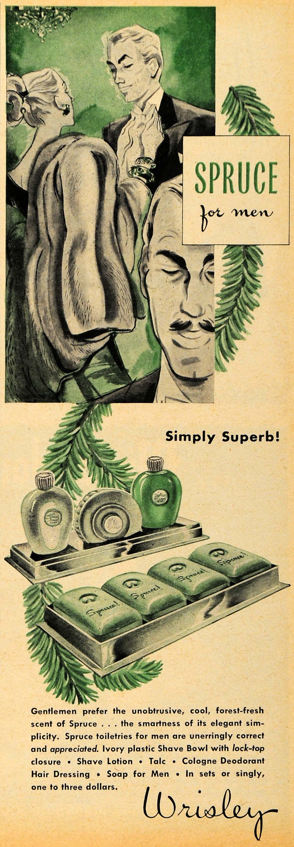 1947 Ad Wrisley Spruce Toiletries for Men Shave Lotion - ORIGINAL ESQ4