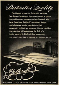 1949 Ad Golfcraft Inc Tru-Goose Golfing Clubs Set Bags - ORIGINAL ESQ4