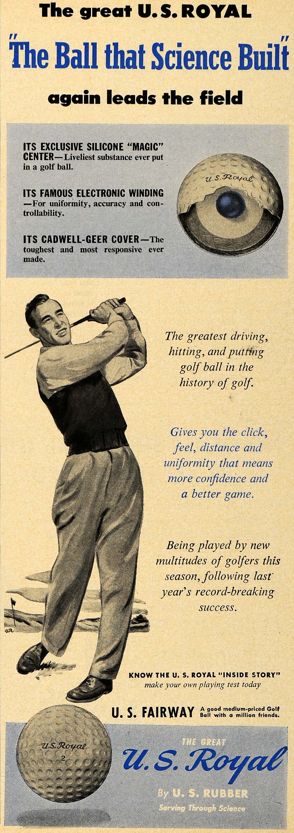 1949 Ad US Fairway Royal Golfing Balls Golf Equipment - ORIGINAL ESQ4