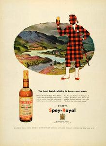 1952 Ad Gilbey Spey-Royal Scotch Whisky King George VI - ORIGINAL ESQ4