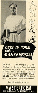 1949 Ad Masterform Electrical Massager Self-Reducer - ORIGINAL ADVERTISING ESQ4