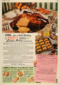 1947 Ad Forst's Catskill Mountain Smokehouse Turkey - ORIGINAL ADVERTISING ESQ4