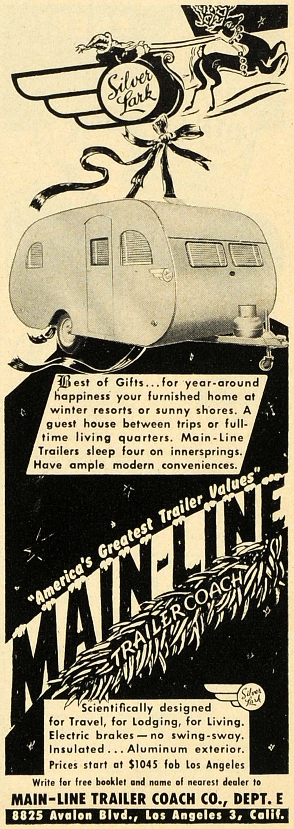 1947 Ad Main-Line Trailer Coach Co. Trailers Christmas - ORIGINAL ESQ4