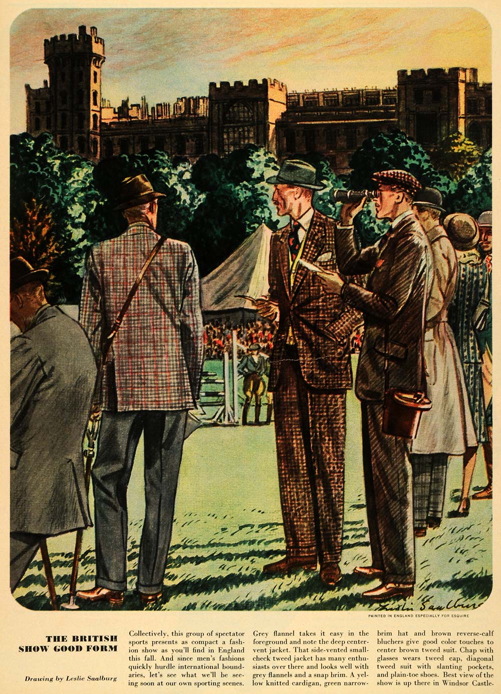 1947 Print Leslie Saalburg Men Suits Windsor Castle - ORIGINAL ESQ4