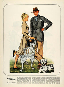 1947 Print Couple Dog Clothing Women Bench Entre Nous - ORIGINAL ESQ4