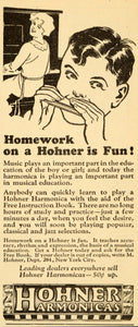 1925 Ad Hohner Harmonica Homework Free Book Music Jazz - ORIGINAL ET2