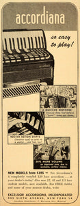1947 Ad Accordiana Excelsior New York Bass Models - ORIGINAL ADVERTISING ET2