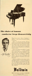 1946 Ad Baldwin Piano Koussevitsky Boston Symphony - ORIGINAL ADVERTISING ET2