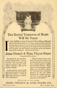 1925 Ad Jesse French Sons Player Piano New Castle Music - ORIGINAL ET2