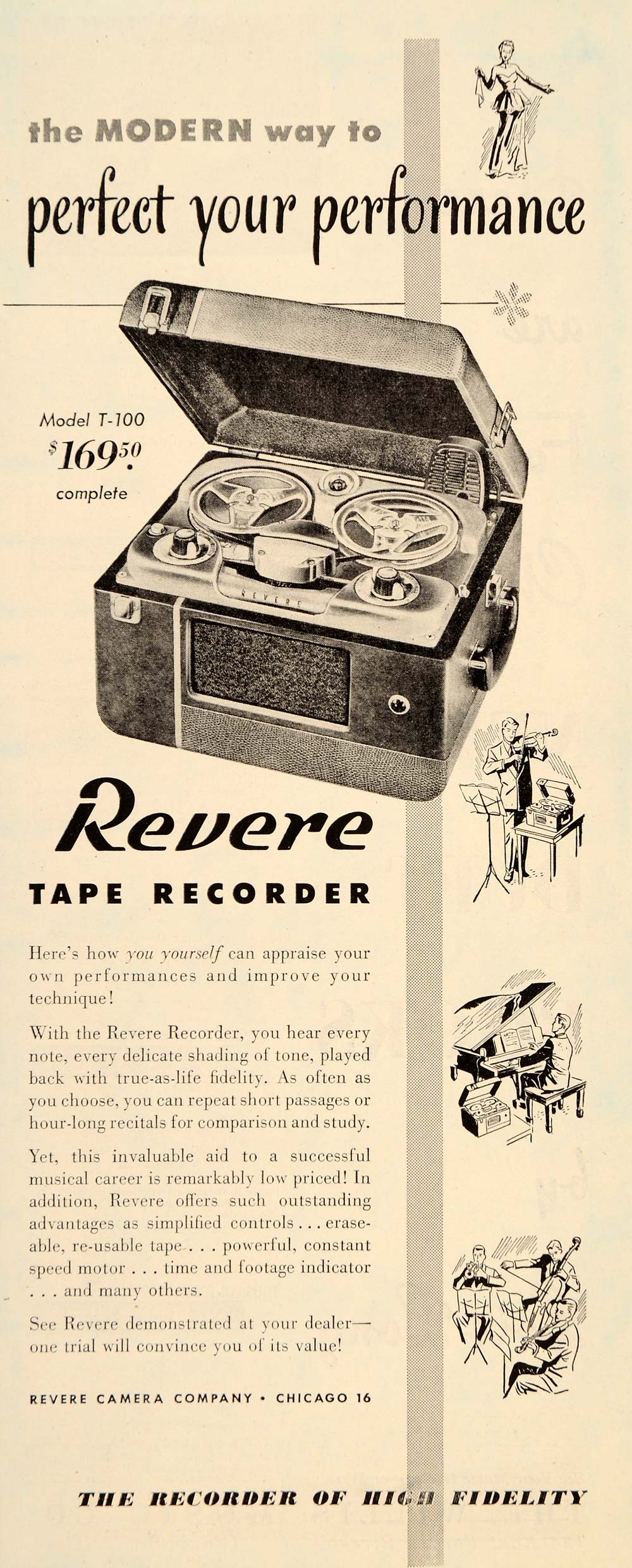 1951 Ad Revere Camera Tape Recorder Chicago Model T-100 - ORIGINAL ET2