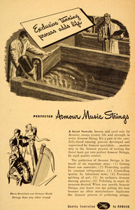 1948 Ad Armour Music Strings Violin Viola Harp - ORIGINAL ADVERTISING ET2