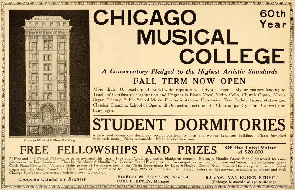 1925 Ad Chicago Musical College East Van Buren Street - ORIGINAL ADVERTISING ET2