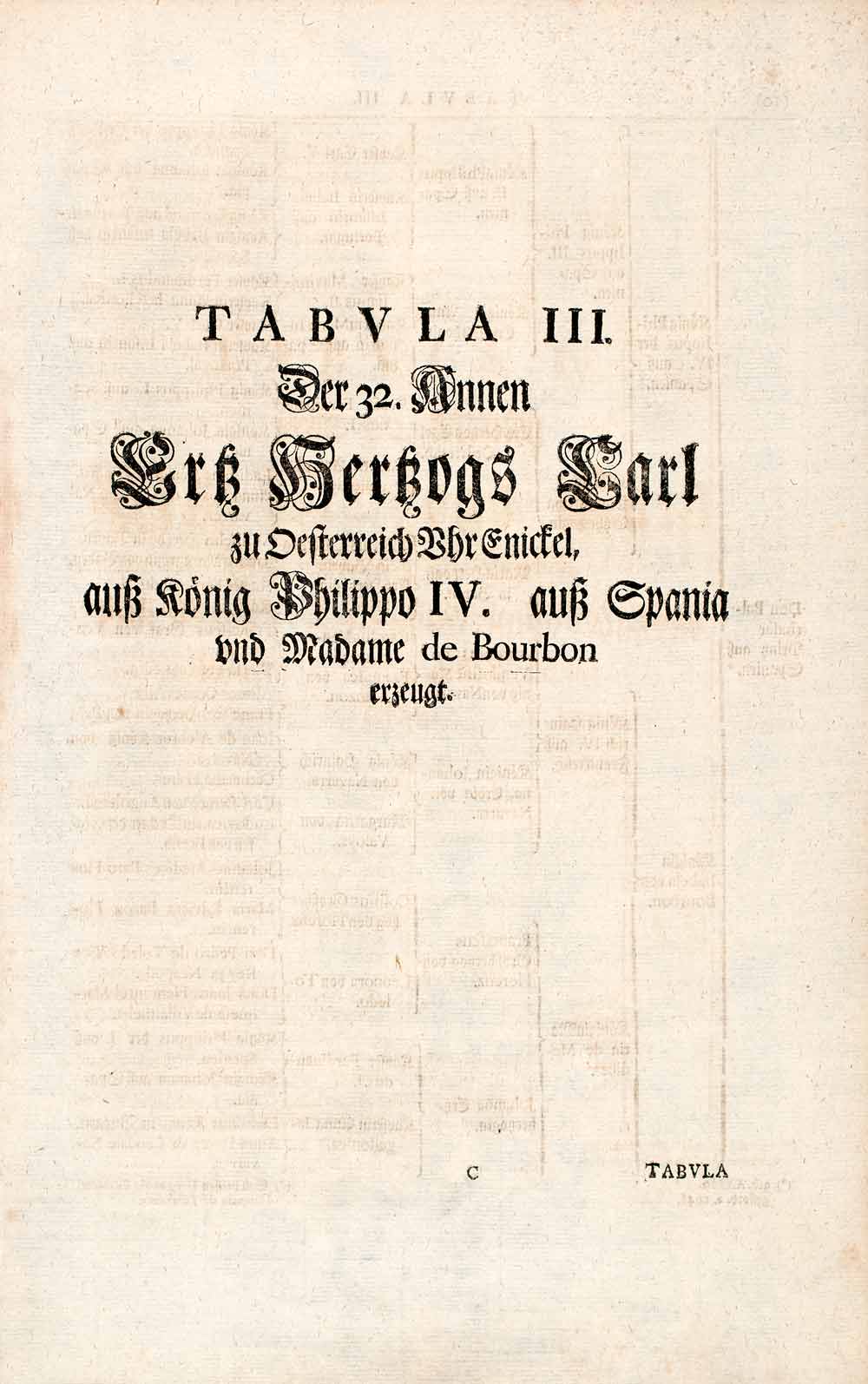 1721 Woodblock Print Genealogy Ancestry Kingdom Spain Portugal Habsburg EUM1