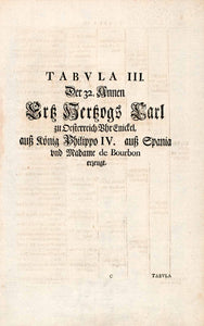 1721 Woodblock Print Genealogy Ancestry Kingdom Spain Portugal Habsburg EUM1