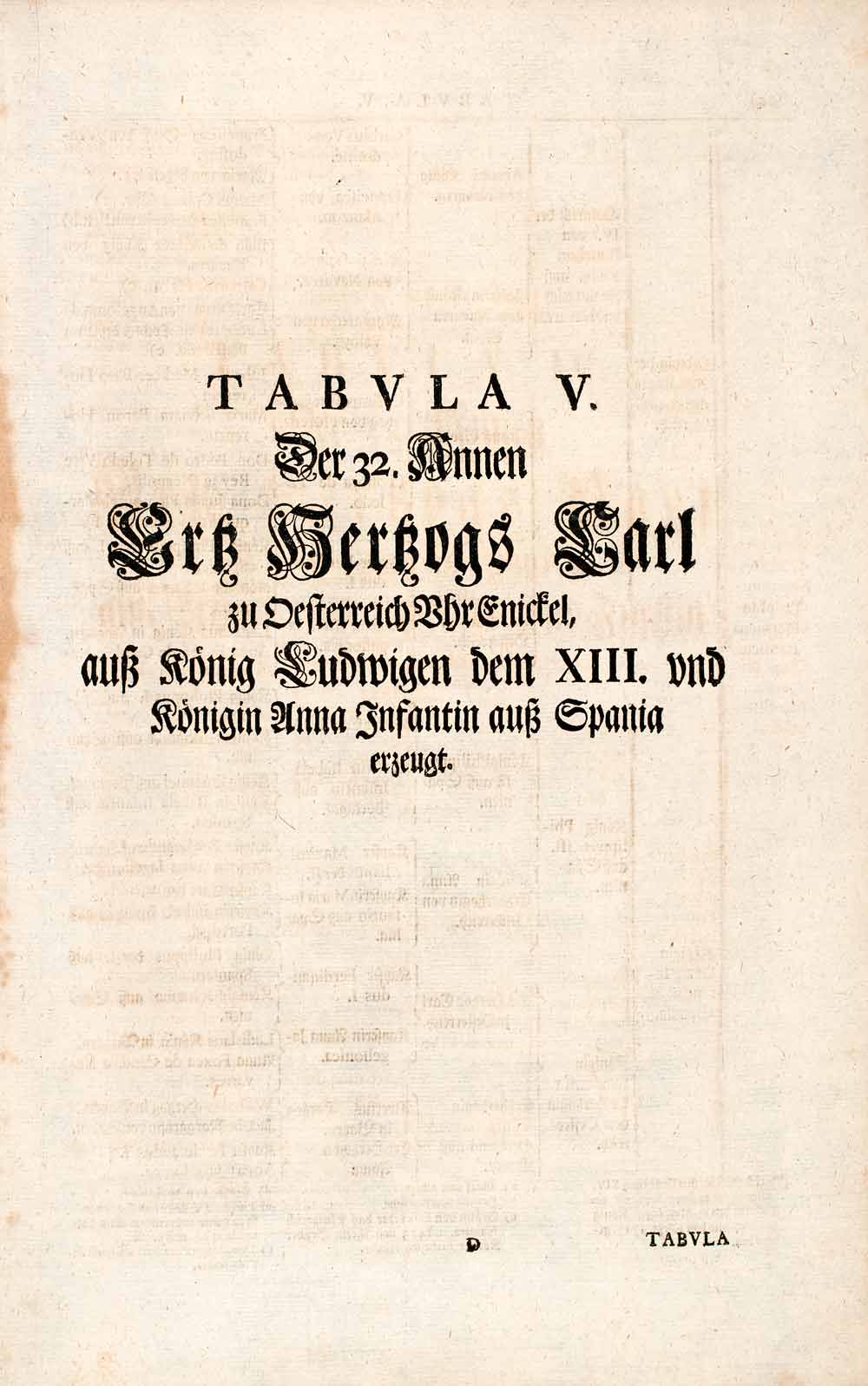 1721 Woodblock Print Genealogy Ancestry Kingdom Spain Portugal Habsburg EUM1