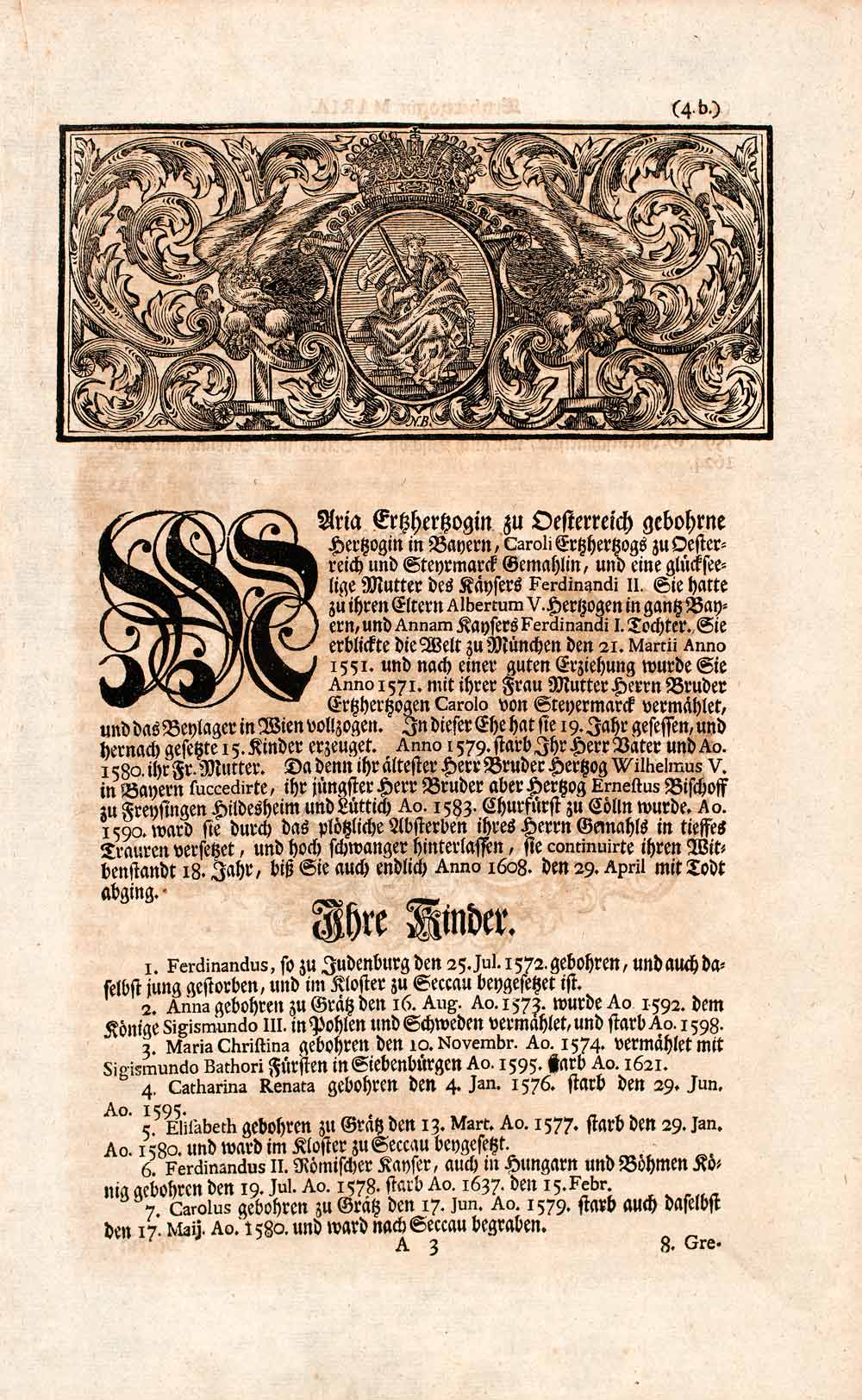 1721 Copper Engraving Portrait Maria Anna Bavaria Holy Roman Empire EUM1