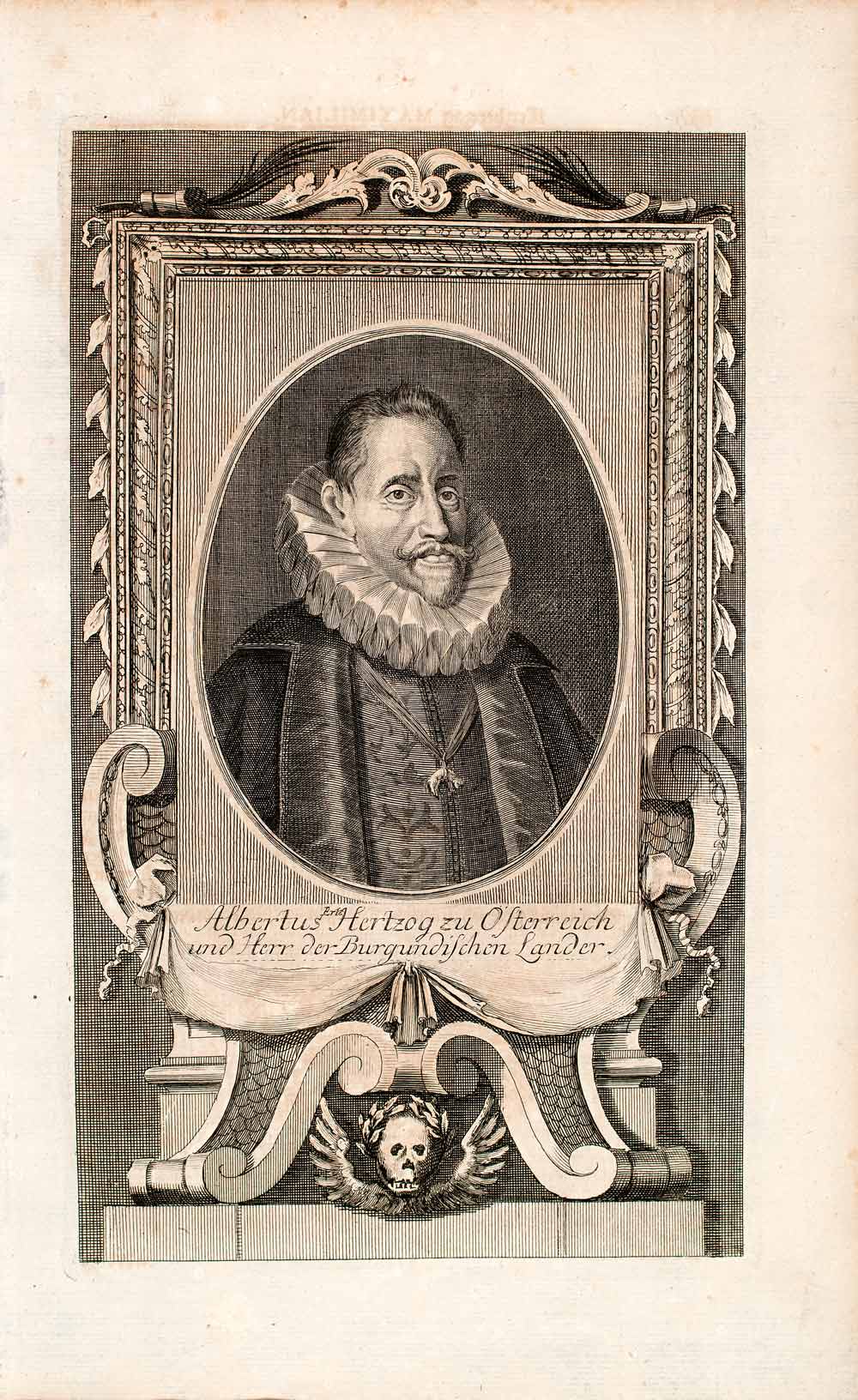 1721 Copper Engraving Portrait Archduke Albert VII Austria Habsburg EUM1