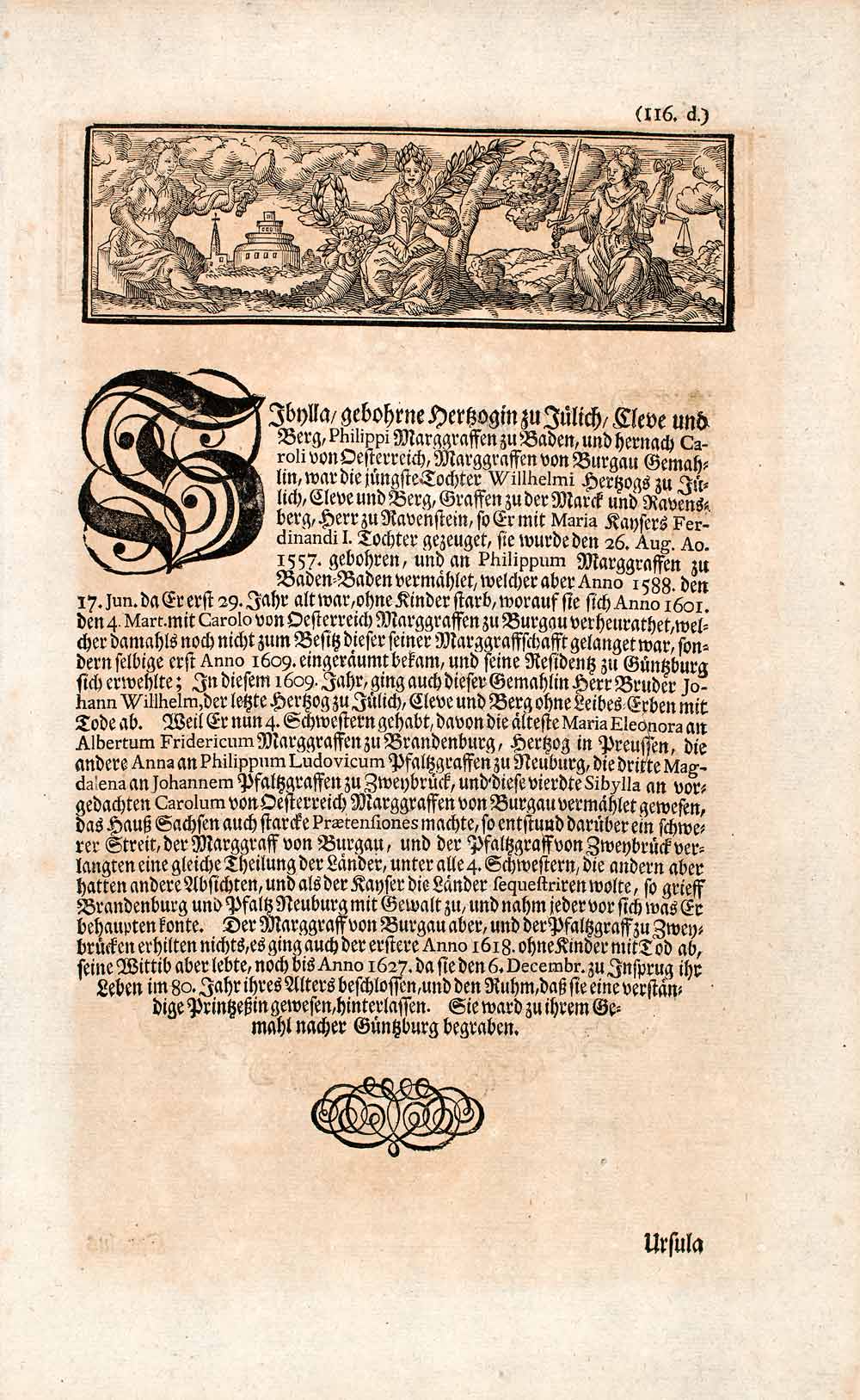 1721 Copper Engraving Portrait Sibylle Julich-Cleves-Berg Karl II Austria EUM1