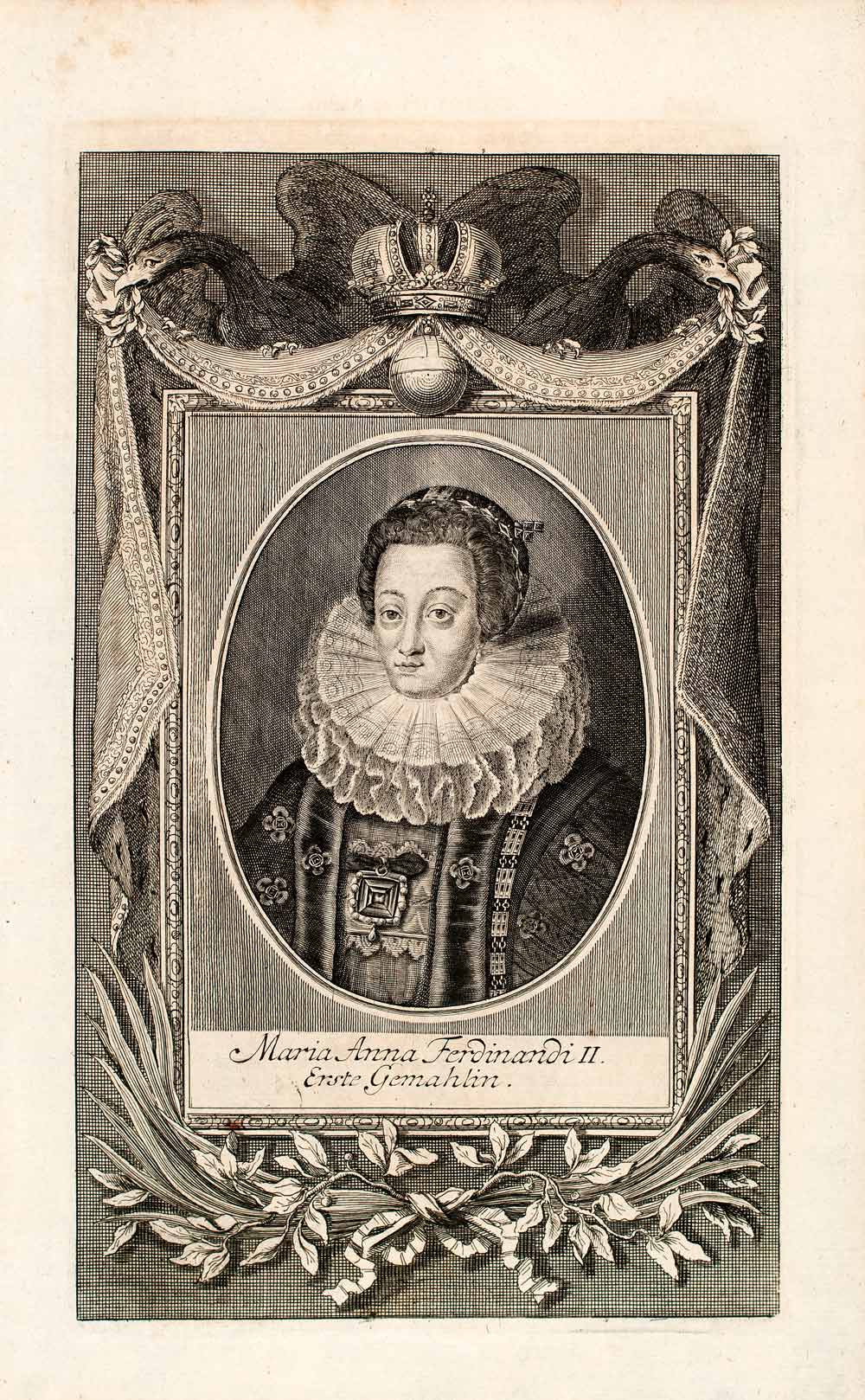 1721 Copper Engraving Portrait Maria Anna Princess Bavaria Holy Roman EUM1