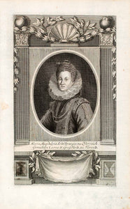 1721 Copper Engraving Portrait Maria Maddalena Austria Grand Duchess EUM1