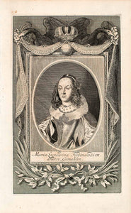 1721 Copper Engraving Portrait Archduchess Maria Leopoldine Austria Empress EUM1
