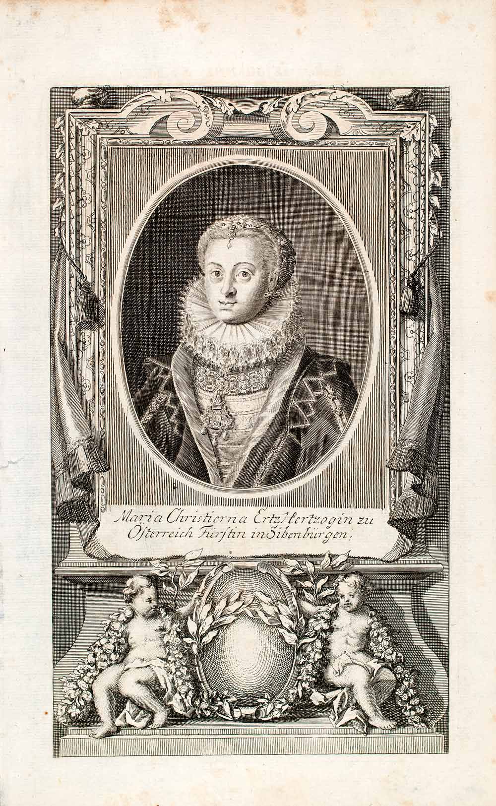 1721 Copper Engraving Portrait Archduchess Maria Christina Austria EUM1