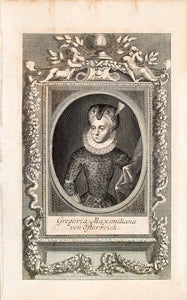 1721 Copper Engraving Portrait Archduchess Gregoria Maximiliana Austria EUM1