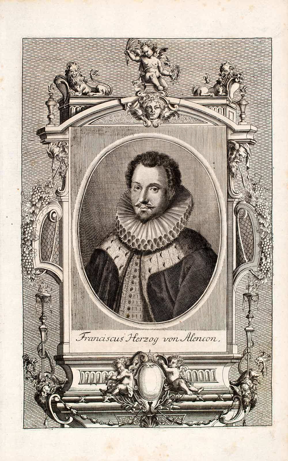1721 Copper Engraving Portrait Francis Duke Anjou Alencon France Monarchy EUM2