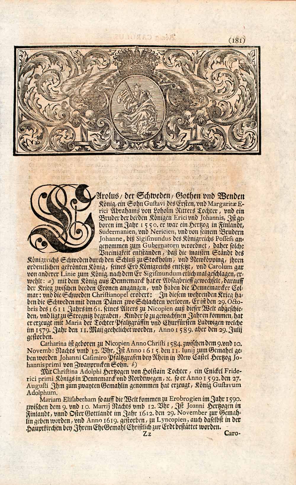 1721 Copper Engraving Portrait Charles IX Sweden Duke Protestant Thirty EUM2