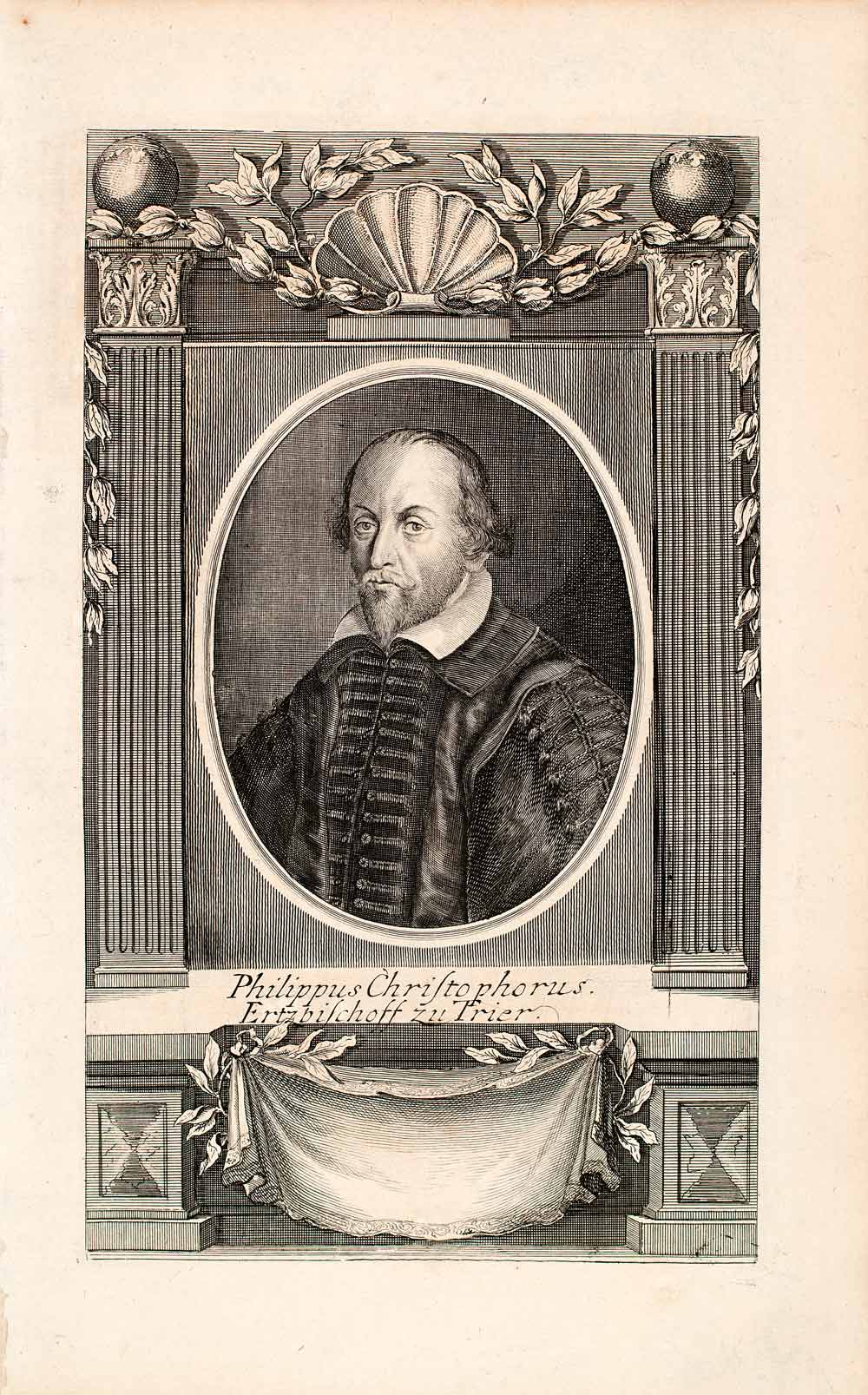 1721 Copper Engraving Portrait Philipp Christoph Von Sotern Archbishop EUM2