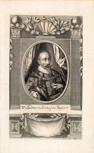 1721 Copper Engraving Portrait William V Duke Bavaria Golden Fleece Germany EUM2