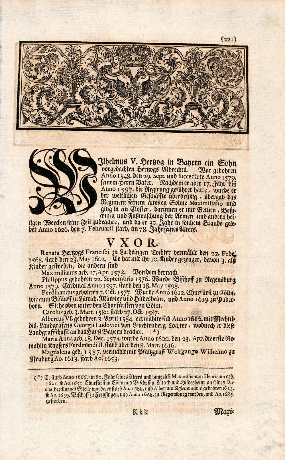 1721 Copper Engraving Portrait William V Duke Bavaria Golden Fleece Germany EUM2