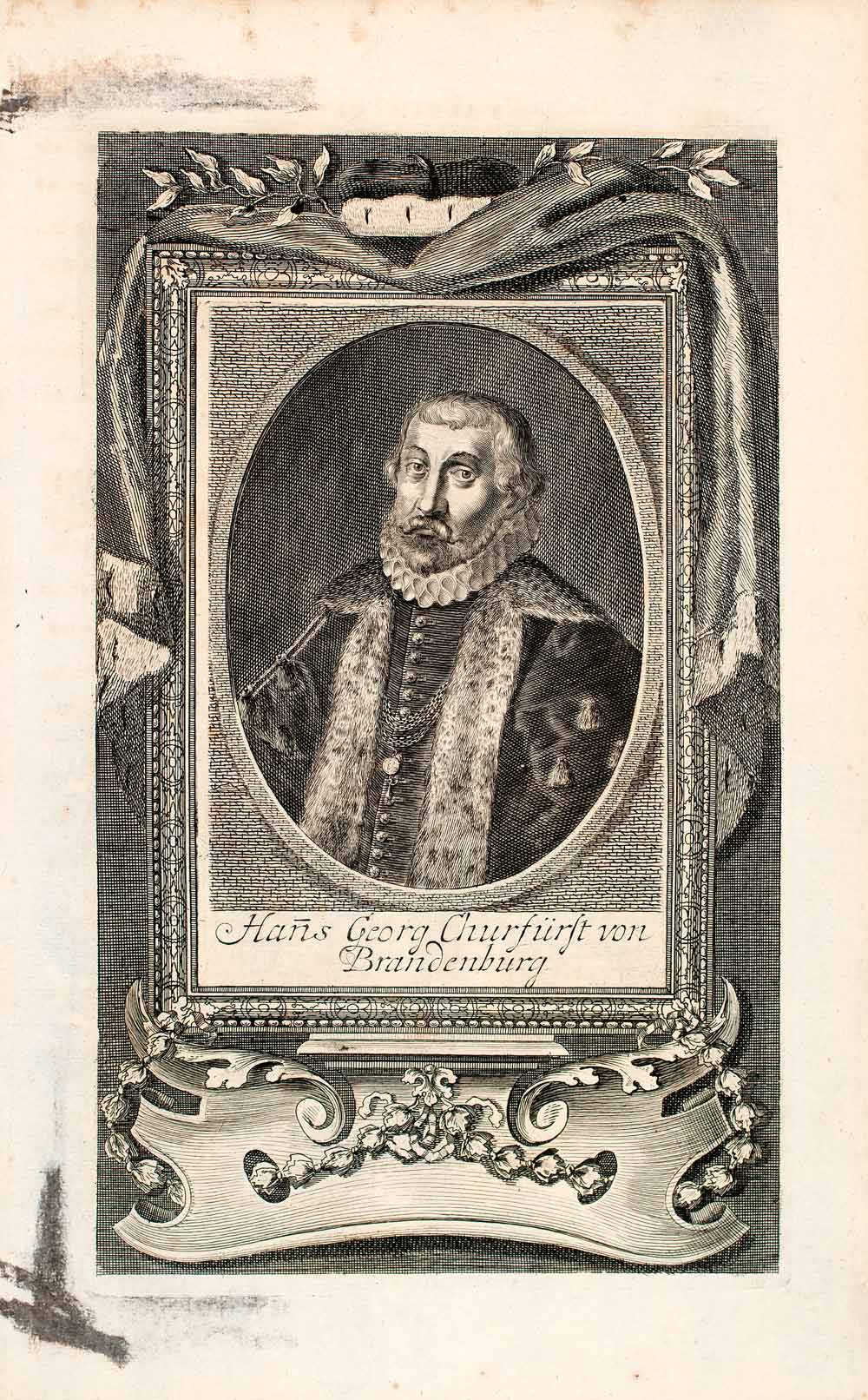 1721 Copper Engraving Portrait John George I Elector Saxony Thirty Year War EUM2