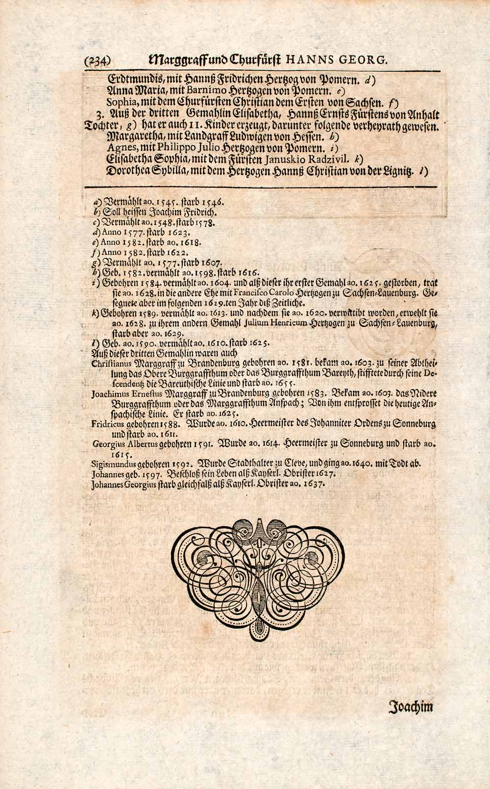 1721 Copper Engraving Portrait John George I Elector Saxony Thirty Year War EUM2