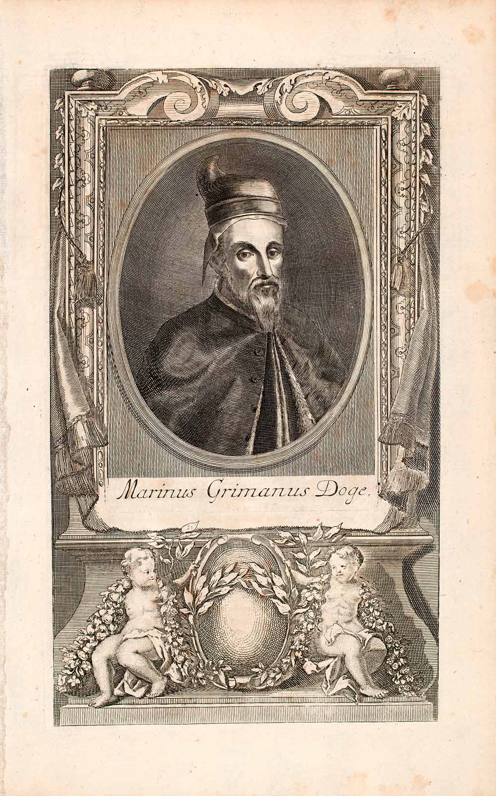 1721 Copper Engraving Portrait Marino Grimani Doge Serene Republic Venice EUM2
