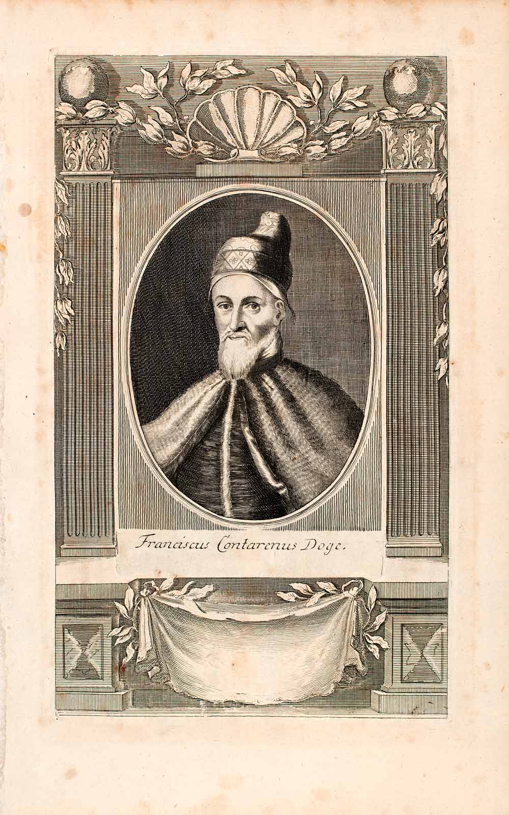 1721 Copper Engraving Portrait Francesco Contarini Doge Republic Venice EUM2