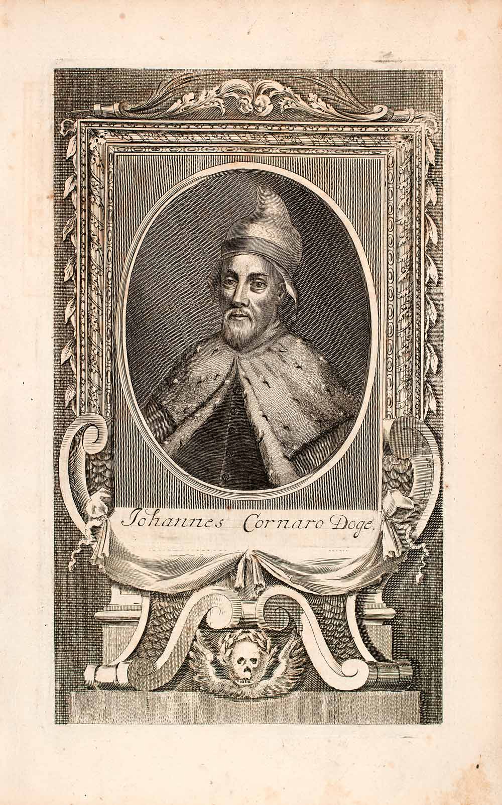 1721 Copper Engraving Portrait Giovanni I Corner Cornaro Doge Repbulic EUM2