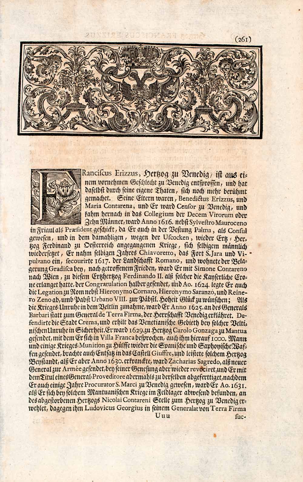 1721 Copper Engraving Portrait Francesco Erizzo Doge Republic Venice Italy EUM2