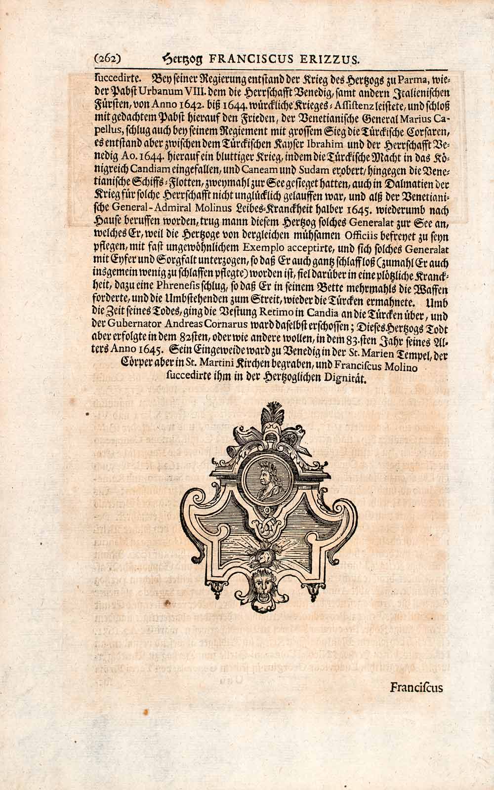 1721 Copper Engraving Portrait Francesco Erizzo Doge Republic Venice Italy EUM2