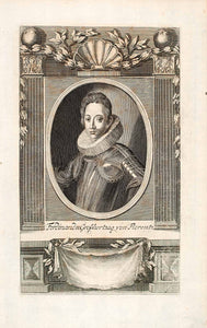 1721 Copper Engraving Portrait Ferdinando II Grand Duke Tuscany Italy Art EUM2