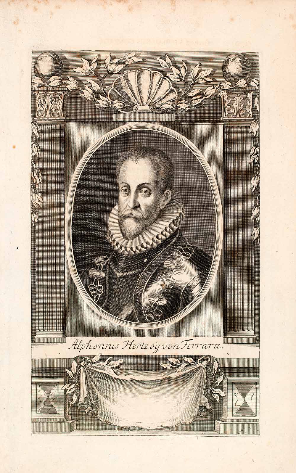 1721 Copper Engraving Portrait Alfonso II d'Este Duke Ferrara House Este EUM3